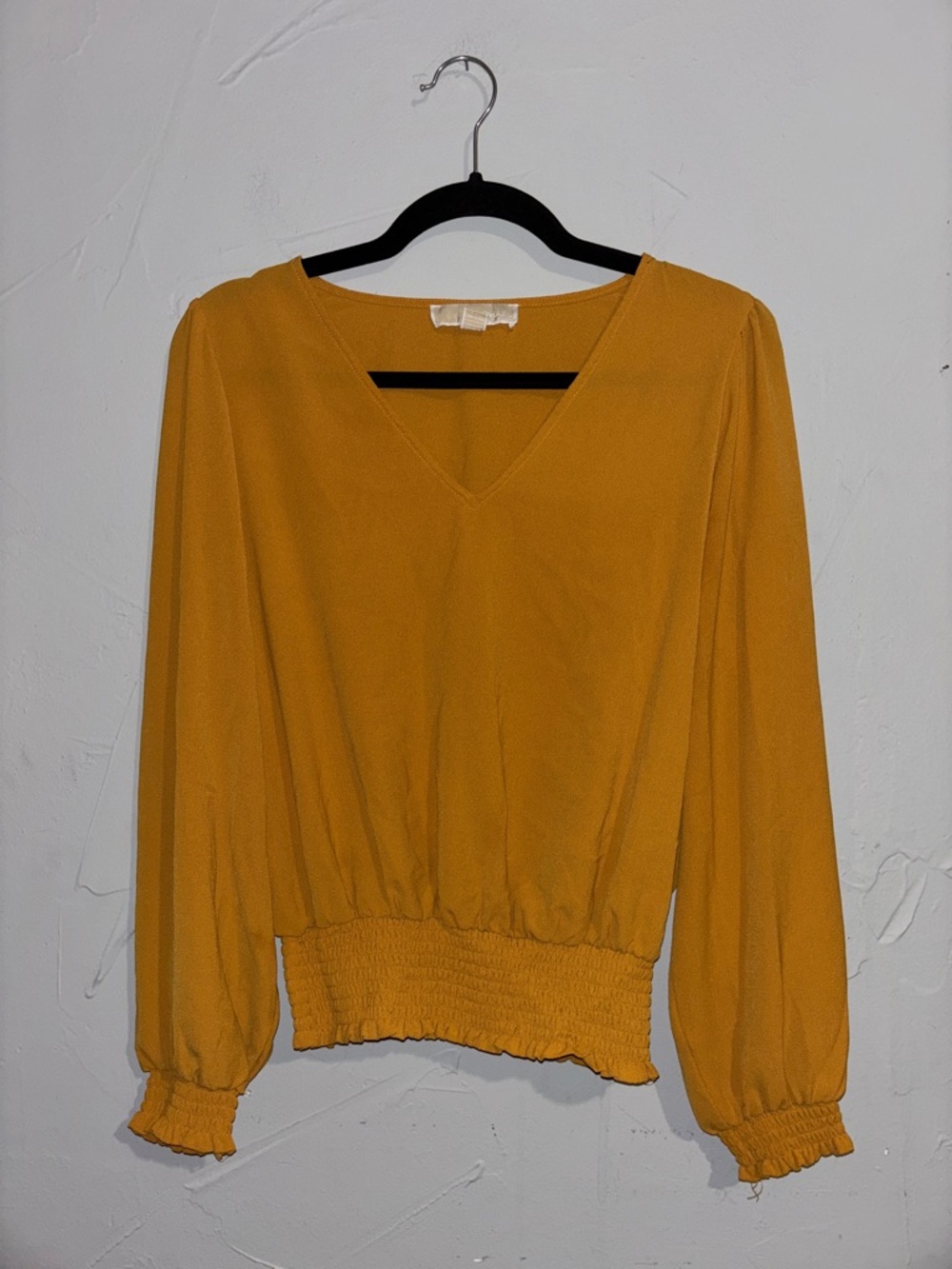 Michael Kors Long Sleeve V-Neck Blouse in Mustard